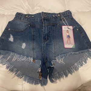 Blue jeans flare shorts size 5/7 never worn
